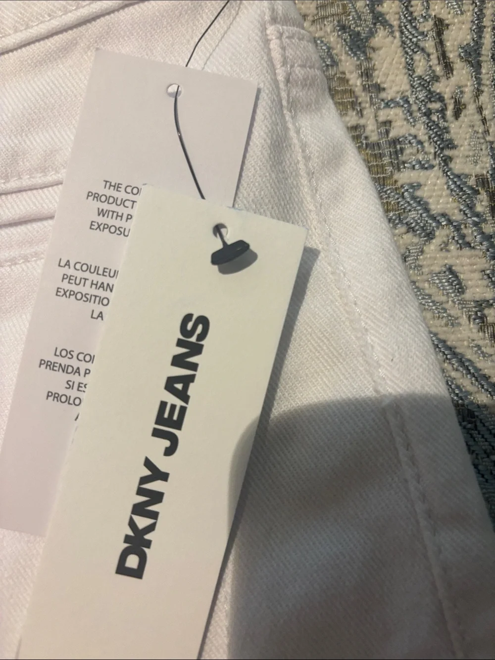 DKNY wide leg white jeans